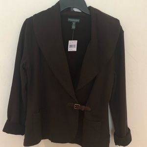 Ralph Lauren blazer/cardigan w/leather belt latch.